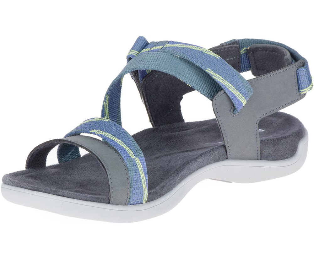Merrell Sandals Grey/Blue - District Mendi Backstrap - Womens 87SWPTUHX